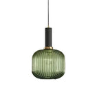 Ribbed Glass Pendant Light with Metal Tube Fitting for Kitchen Island