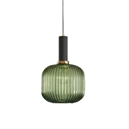 Ribbed Glass Pendant Light with Metal Tube Fitting for Kitchen Island