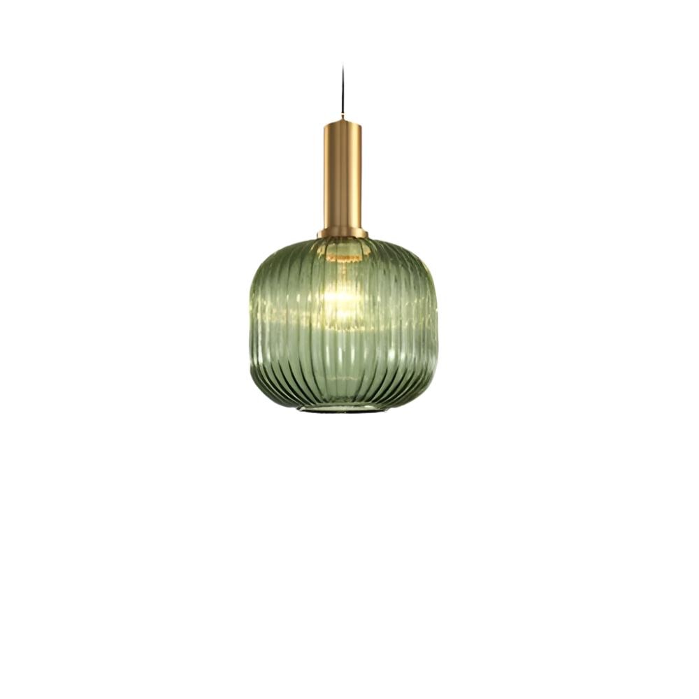 Ribbed Glass Pendant Light with Metal Tube Fitting for Kitchen Island