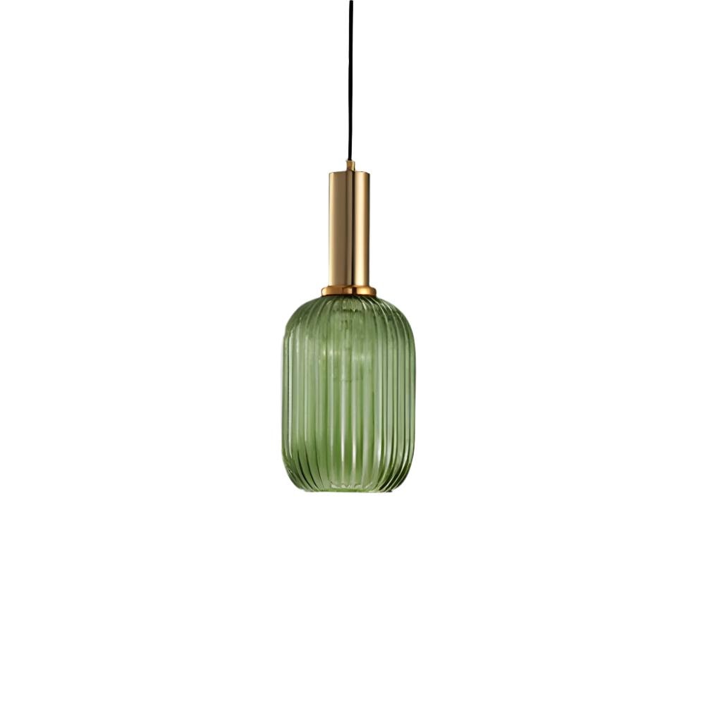 Ribbed Glass Pendant Light with Metal Tube Fitting for Kitchen Island