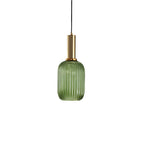 Ribbed Glass Pendant Light with Metal Tube Fitting for Kitchen Island