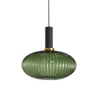Ribbed Glass Pendant Light with Metal Tube Fitting for Kitchen Island