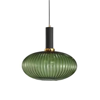 Ribbed Glass Pendant Light with Metal Tube Fitting for Kitchen Island