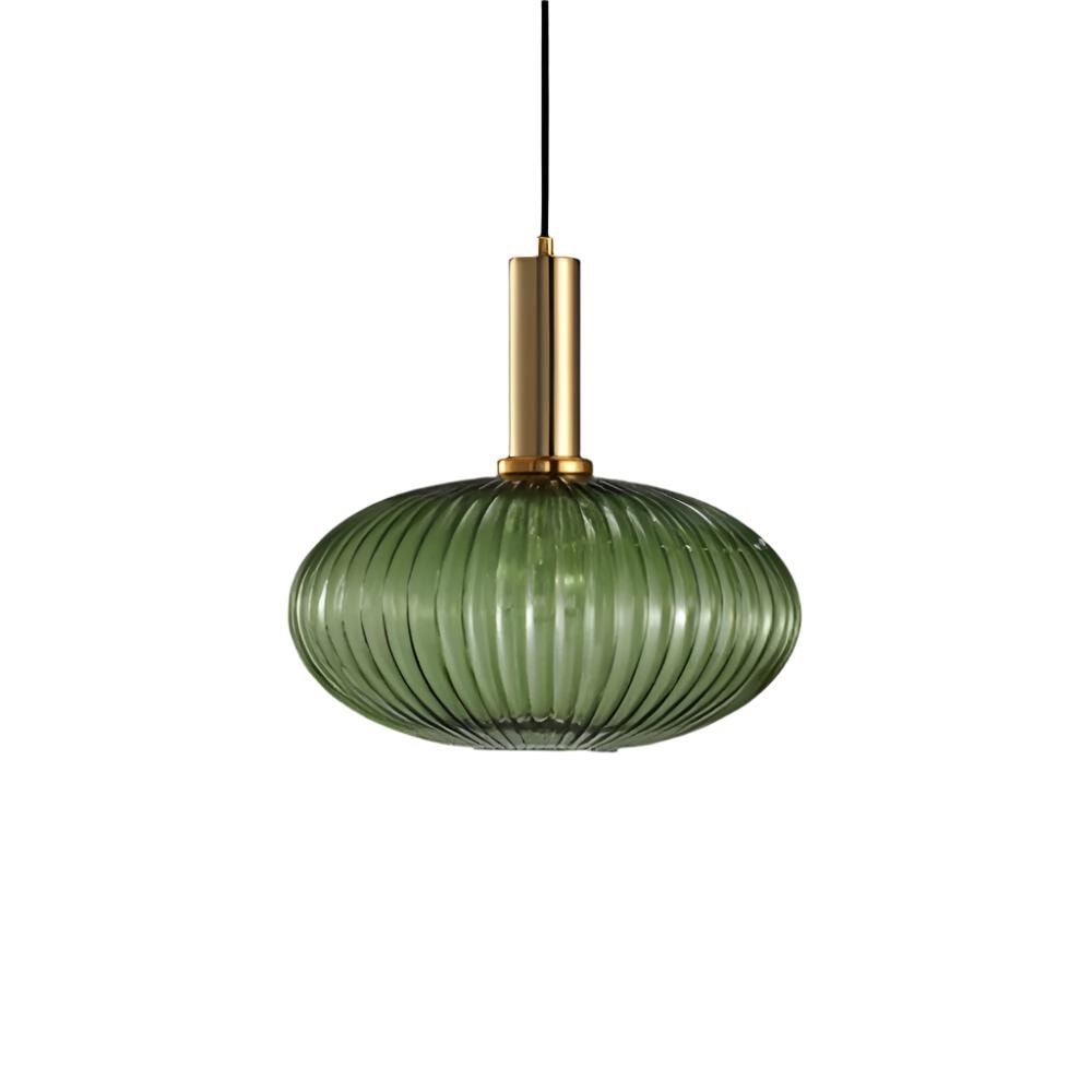 Ribbed Glass Pendant Light with Metal Tube Fitting for Kitchen Island