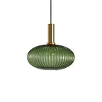 Ribbed Glass Pendant Light with Metal Tube Fitting for Kitchen Island