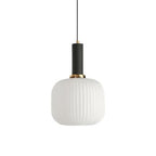 Ribbed Glass Pendant Light with Metal Tube Fitting for Kitchen Island