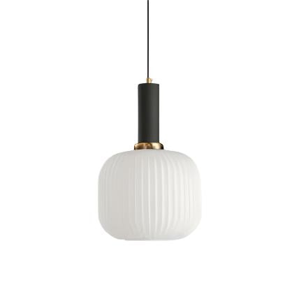 Ribbed Glass Pendant Light with Metal Tube Fitting for Kitchen Island