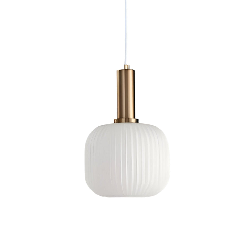 Ribbed Glass Pendant Light with Metal Tube Fitting for Kitchen Island