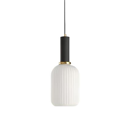 Ribbed Glass Pendant Light with Metal Tube Fitting for Kitchen Island