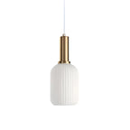 Ribbed Glass Pendant Light with Metal Tube Fitting for Kitchen Island