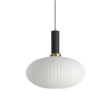 Ribbed Glass Pendant Light with Metal Tube Fitting for Kitchen Island