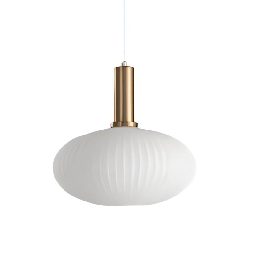 Ribbed Glass Pendant Light with Metal Tube Fitting for Kitchen Island