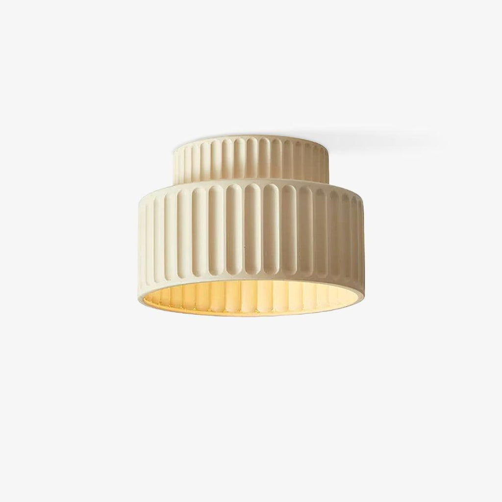 Ribbed Resin Semi Flush Mount Ceiling Light with Tiered Shade for Hallway