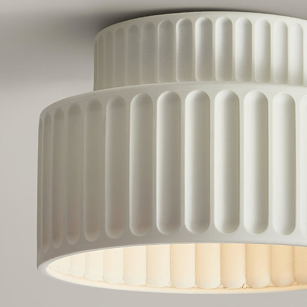 Ribbed Resin Semi Flush Mount Ceiling Light with Tiered Shade for Hallway