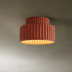 Ribbed Resin Semi Flush Mount Ceiling Light with Tiered Shade for Hallway