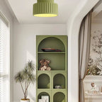 Ribbed Resin Semi Flush Mount Ceiling Light with Tiered Shade for Hallway