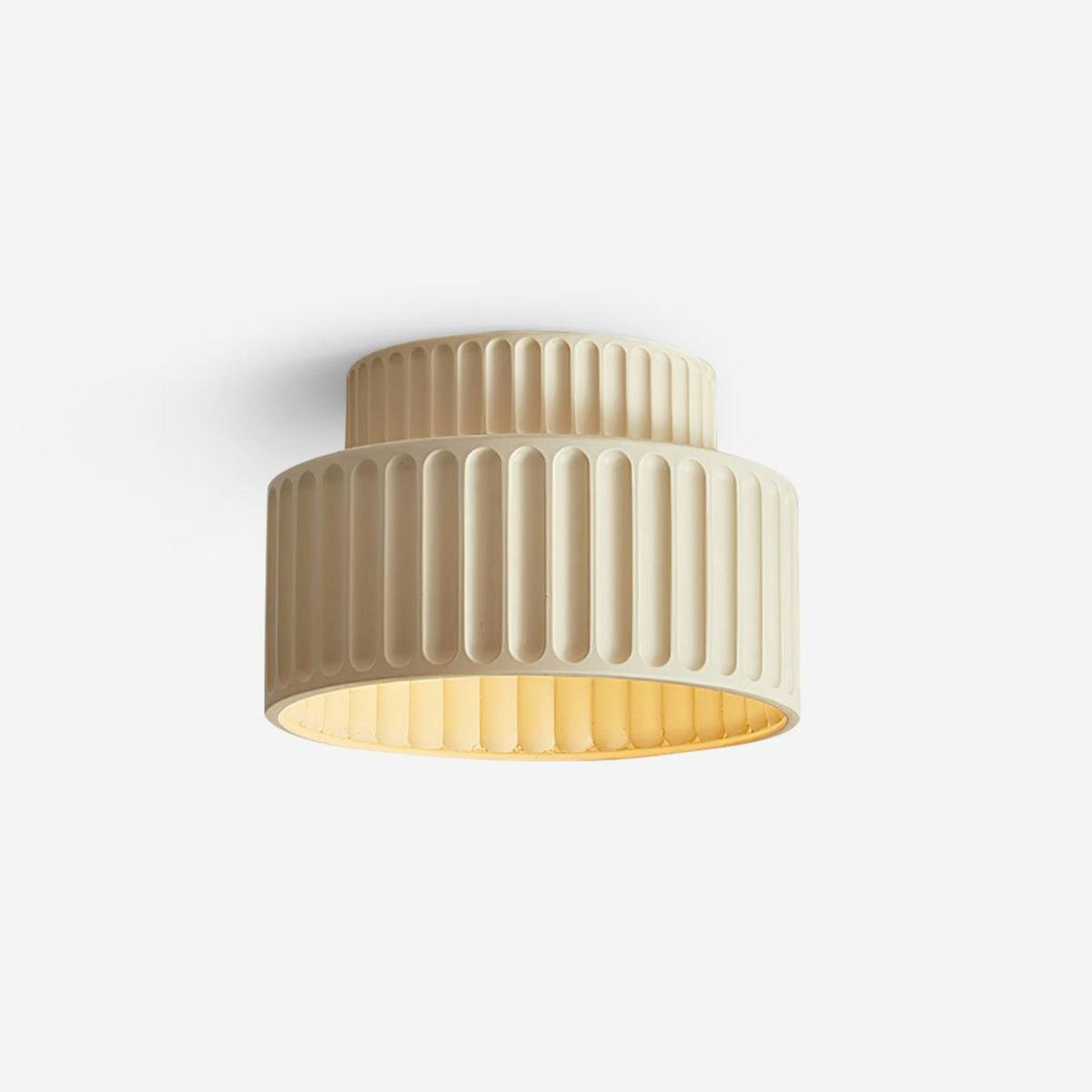 Ribbed Resin Semi Flush Mount Ceiling Light with Tiered Shade for Hallway