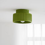 Ribbed Resin Semi Flush Mount Ceiling Light with Tiered Shade for Hallway