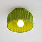 Ribbed Resin Semi Flush Mount Ceiling Light with Tiered Shade for Hallway