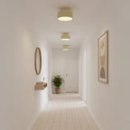 Ribbed Resin Semi Flush Mount Ceiling Light with Tiered Shade for Hallway