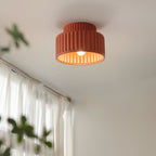 Ribbed Resin Semi Flush Mount Ceiling Light with Tiered Shade for Hallway