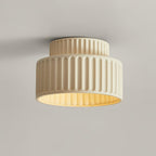 Ribbed Resin Semi Flush Mount Ceiling Light with Tiered Shade for Hallway