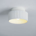 Ribbed Resin Semi Flush Mount Ceiling Light with Tiered Shade for Hallway