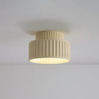 Ribbed Resin Semi Flush Mount Ceiling Light with Tiered Shade for Hallway