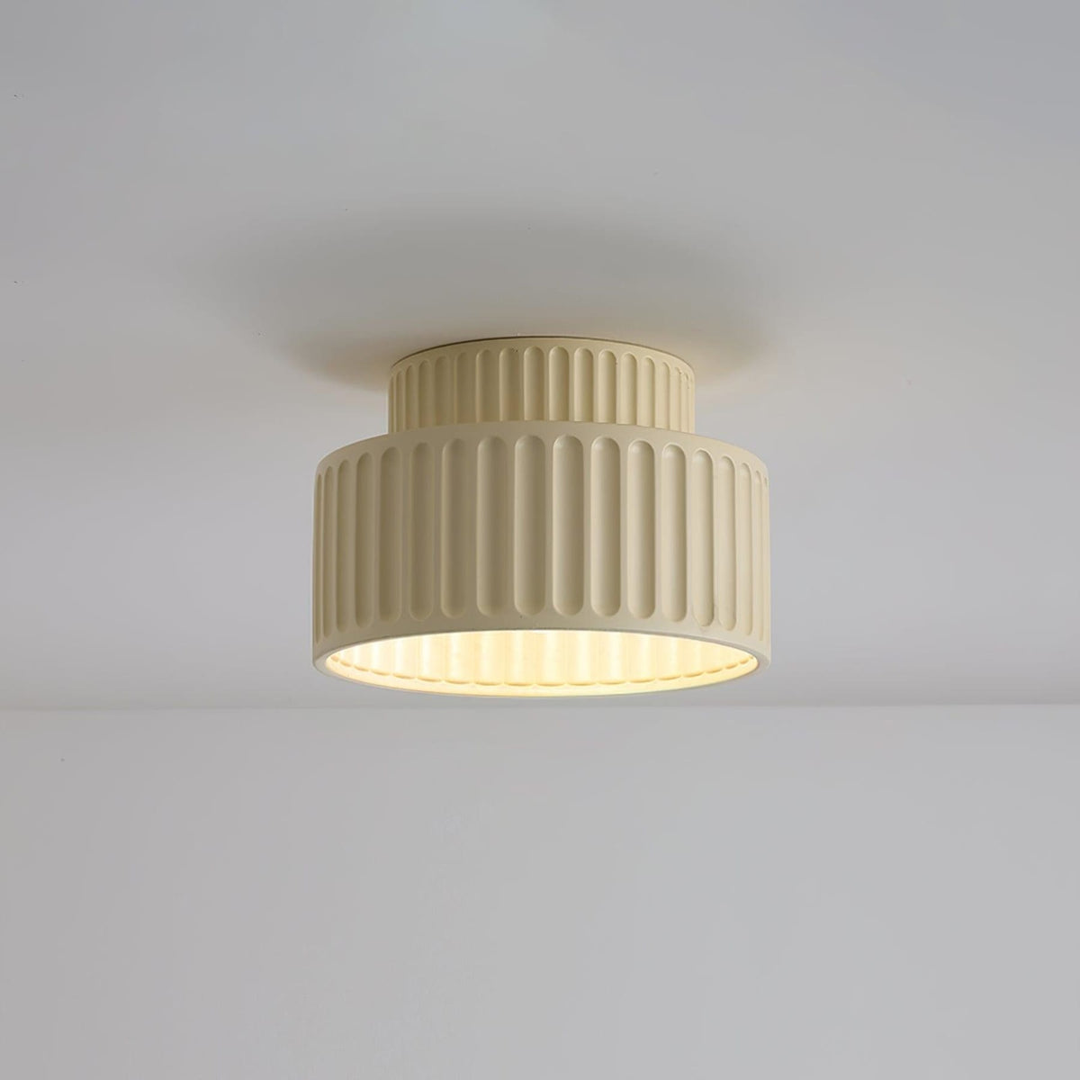 Ribbed Resin Semi Flush Mount Ceiling Light with Tiered Shade for Hallway