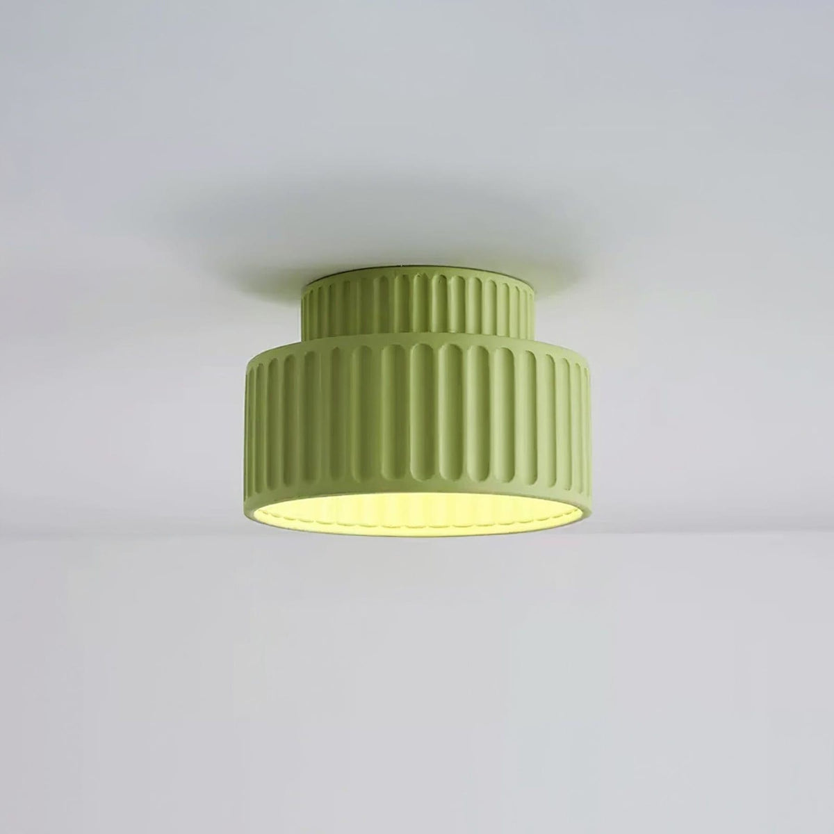 Ribbed Resin Semi Flush Mount Ceiling Light with Tiered Shade for Hallway