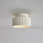 Ribbed Resin Semi Flush Mount Ceiling Light with Tiered Shade for Hallway
