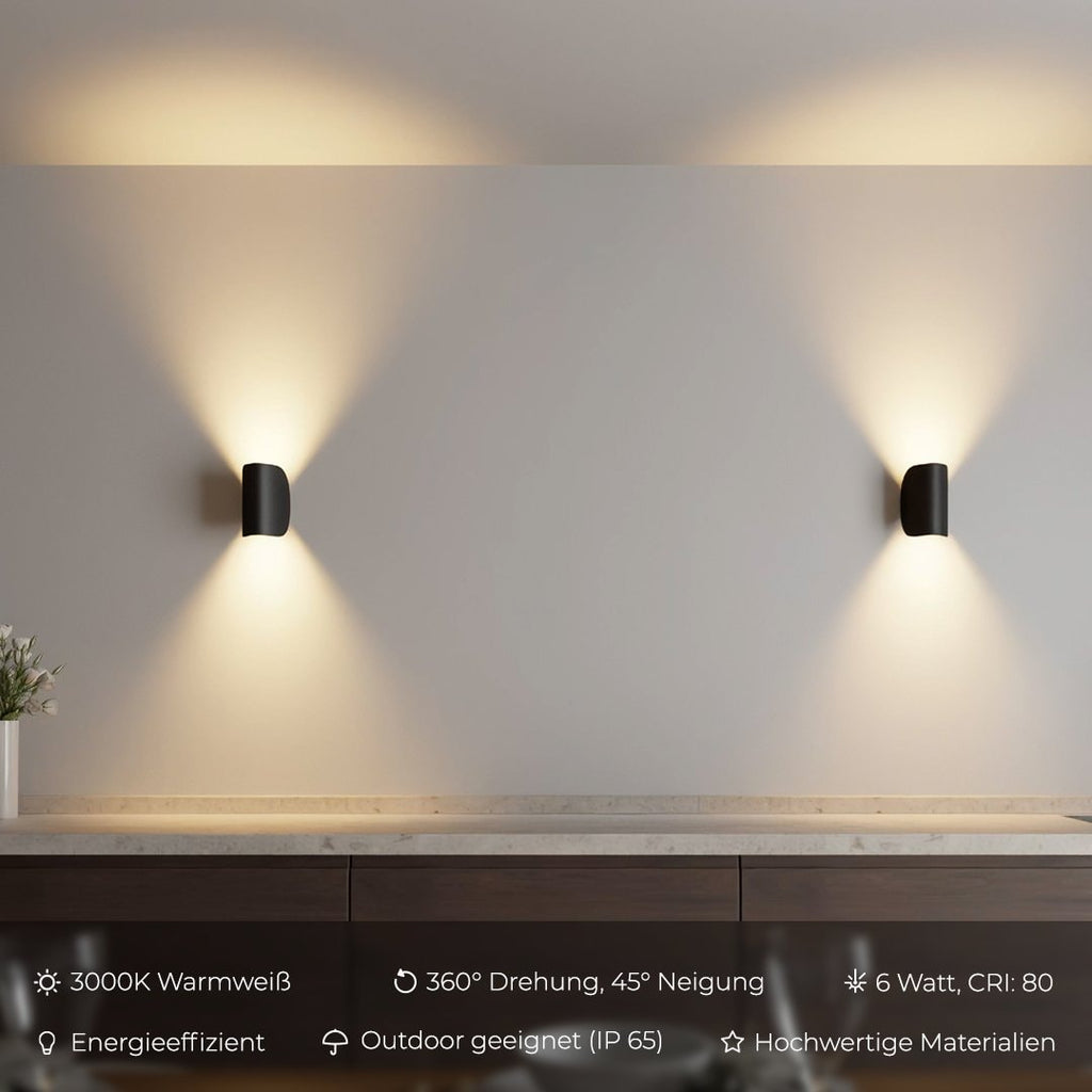 Rotating Waterproof Aluminum LED Wall Sconce Up Down Light for Patio