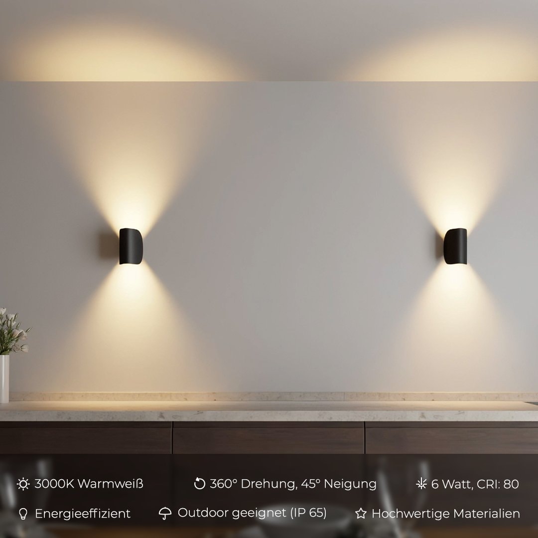 Rotating Waterproof Aluminum LED Wall Sconce Up Down Light for Patio
