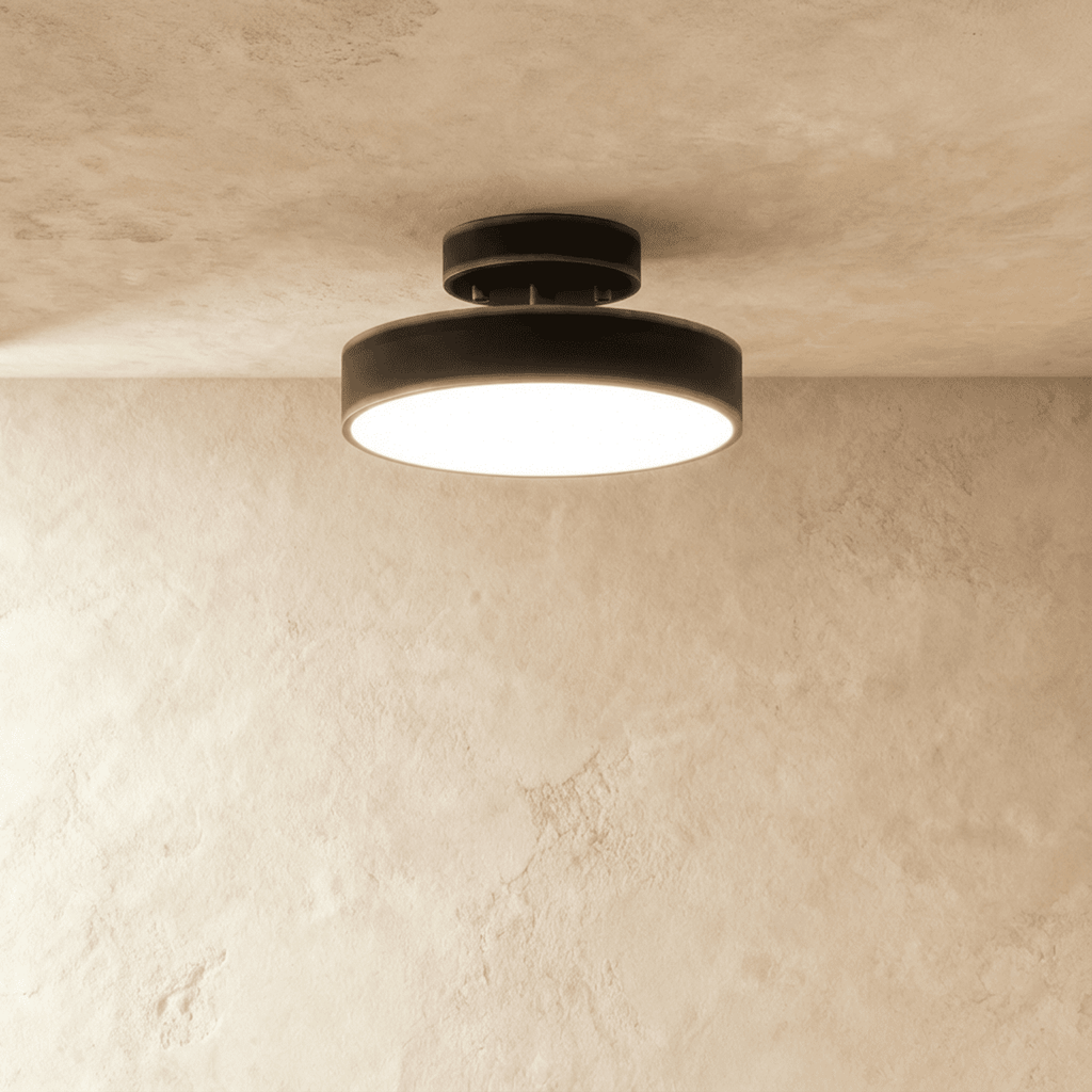 Modern Round Semi Flush Mount Ceiling Light with Drum Shade