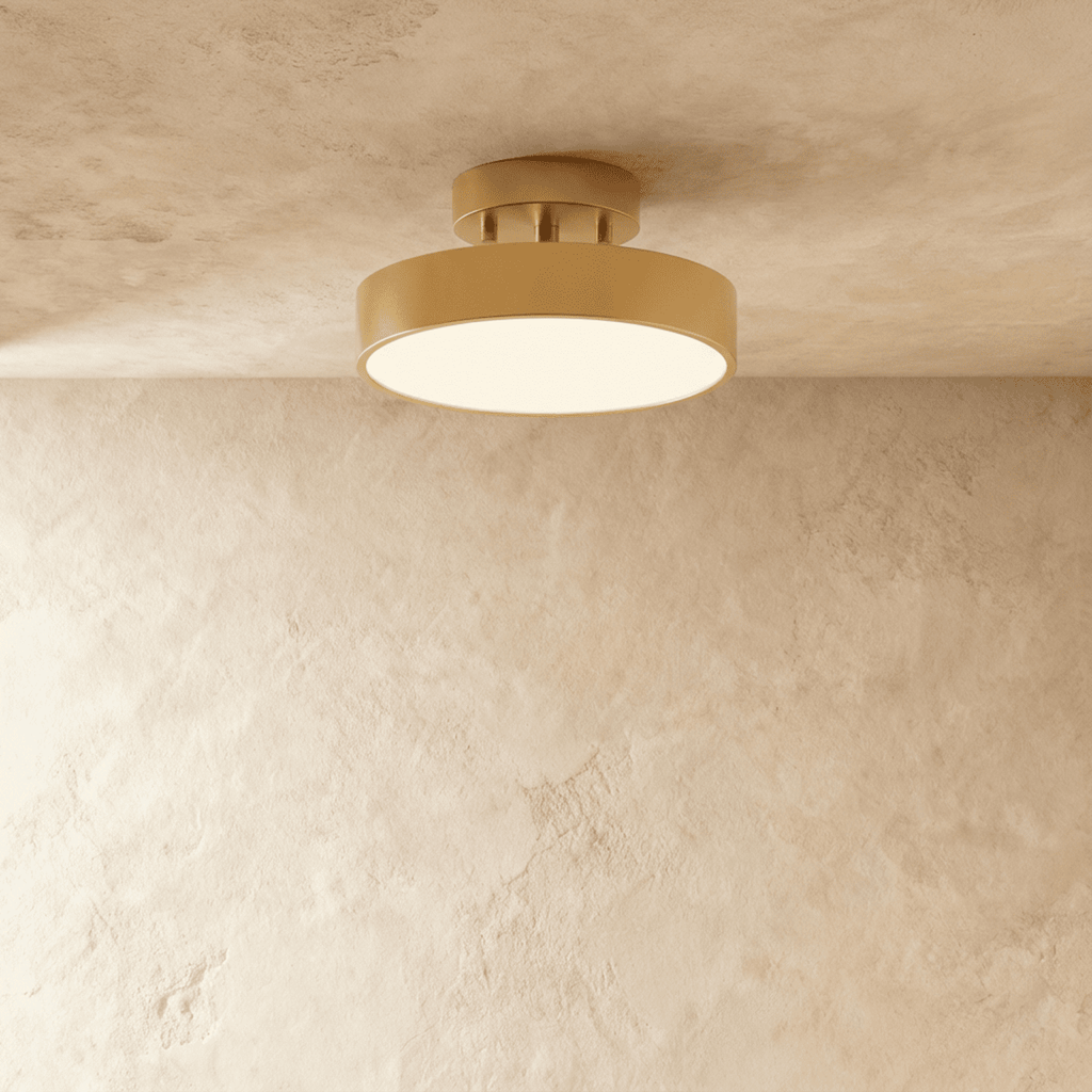 Modern Round Semi Flush Mount Ceiling Light with Drum Shade