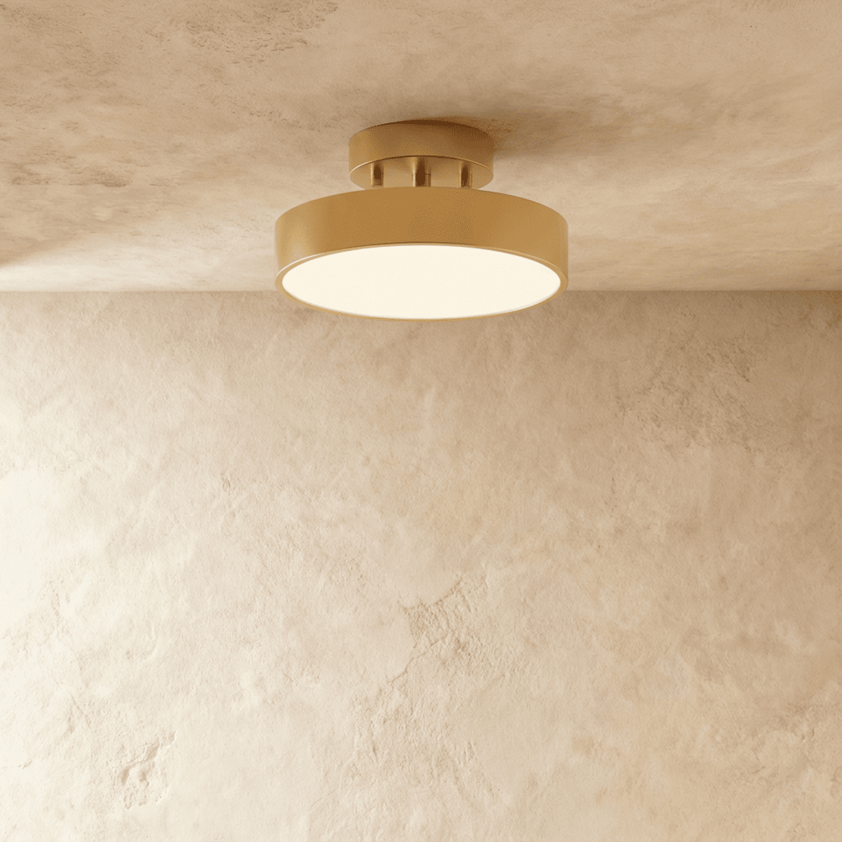 Modern Round Semi Flush Mount Ceiling Light with Drum Shade