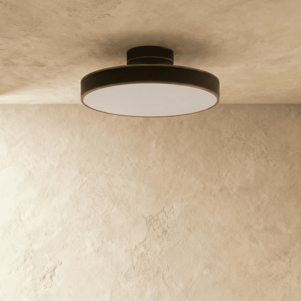 Modern Round Semi Flush Mount Ceiling Light with Drum Shade