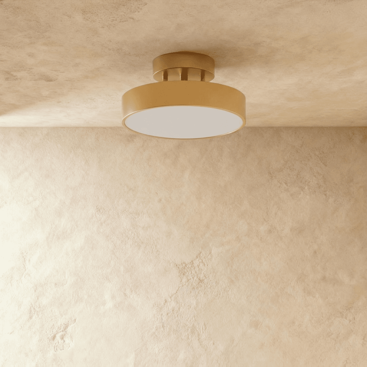 Modern Round Semi Flush Mount Ceiling Light with Drum Shade