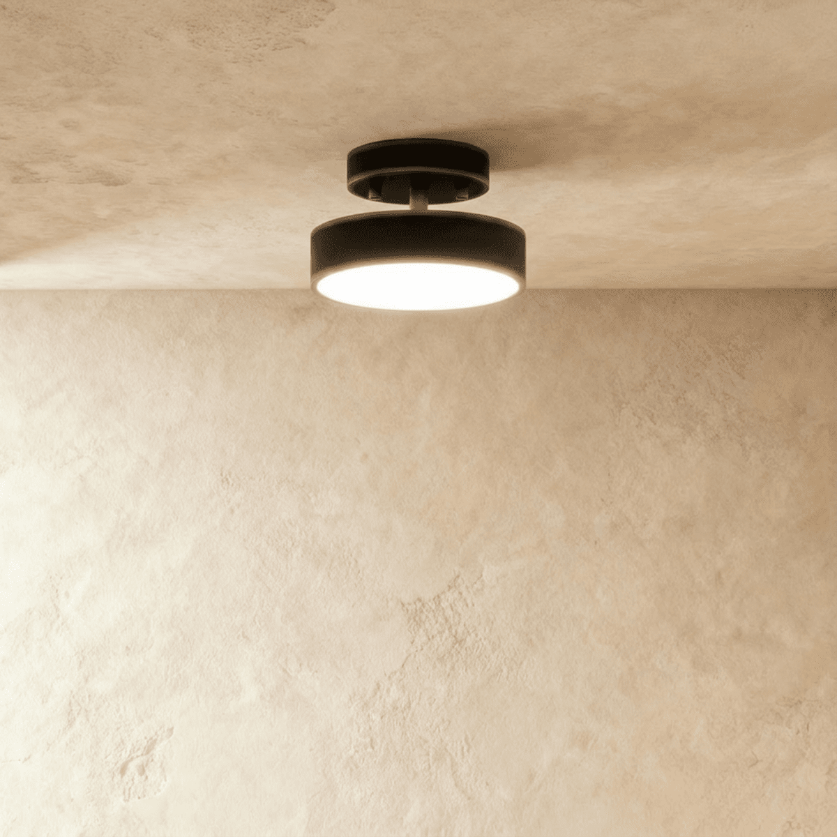 Modern Round Semi Flush Mount Ceiling Light with Drum Shade
