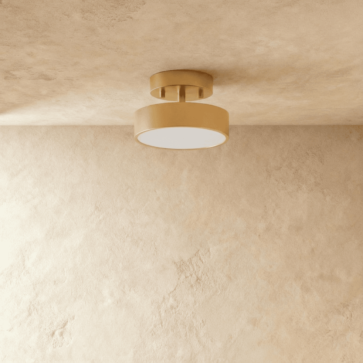 Modern Round Semi Flush Mount Ceiling Light with Drum Shade