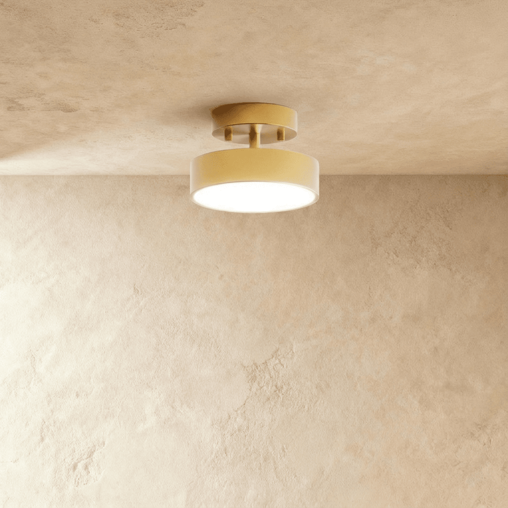 Modern Round Semi Flush Mount Ceiling Light with Drum Shade