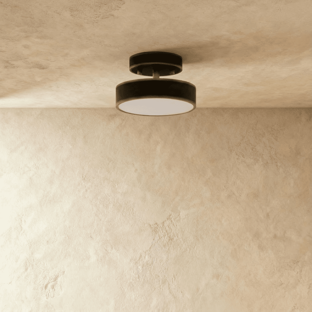 Modern Round Semi Flush Mount Ceiling Light with Drum Shade