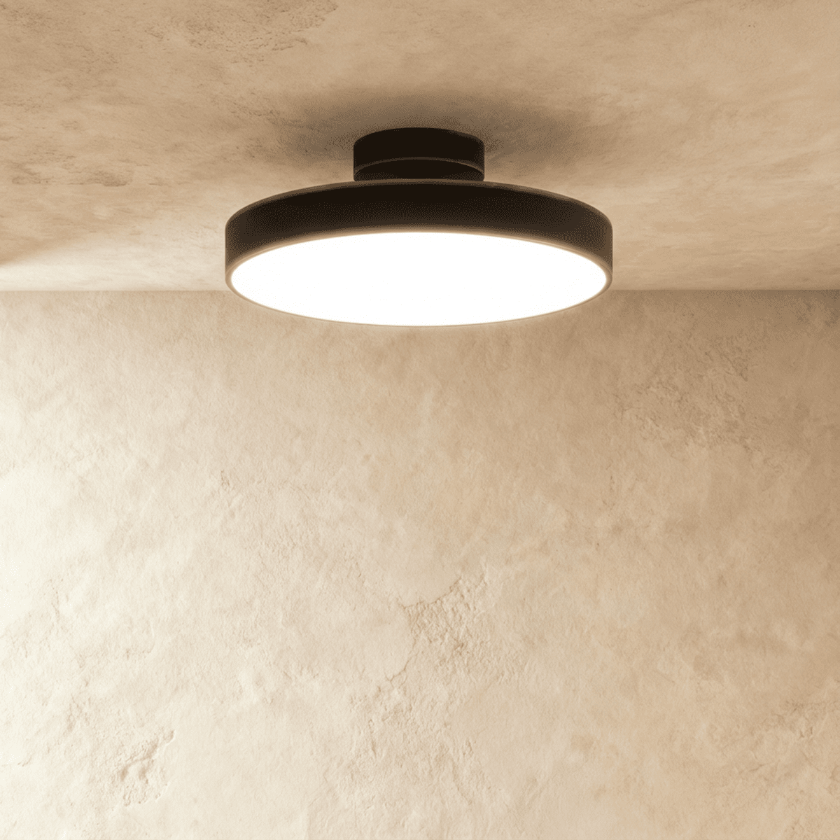 Modern Round Semi Flush Mount Ceiling Light with Drum Shade