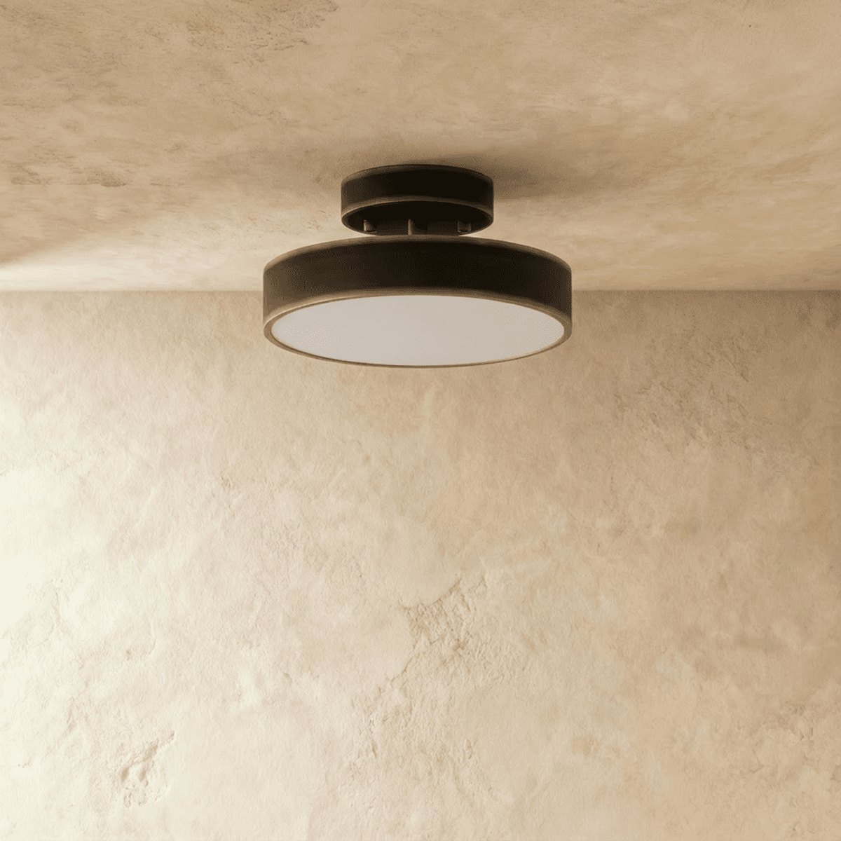 Modern Round Semi Flush Mount Ceiling Light with Drum Shade