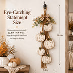 Rustic White Pumpkin Hanging Swag with Plaid Bow for Fall Front Door