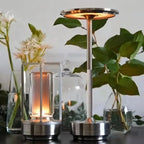 Modern Rechargeable Aluminum LED Light Table Lamp with Disc Shade