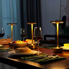 Modern Rechargeable Aluminum LED Light Table Lamp with Disc Shade