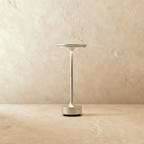 Modern Rechargeable Aluminum LED Light Table Lamp with Disc Shade