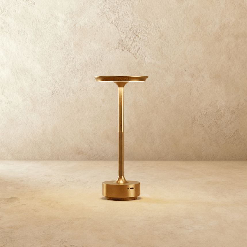 Modern Rechargeable Aluminum LED Light Table Lamp with Disc Shade