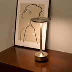 Modern Rechargeable Aluminum LED Light Table Lamp with Disc Shade
